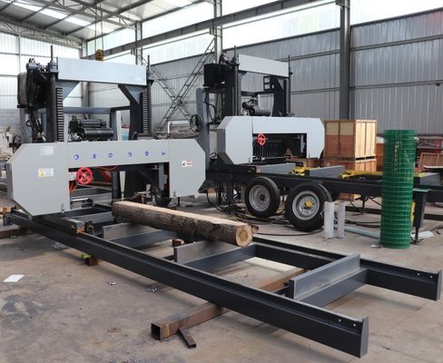 Horizontal Timber Bandsaw Portable Wood Band Saw Mill, Forest Mobile bandsaw