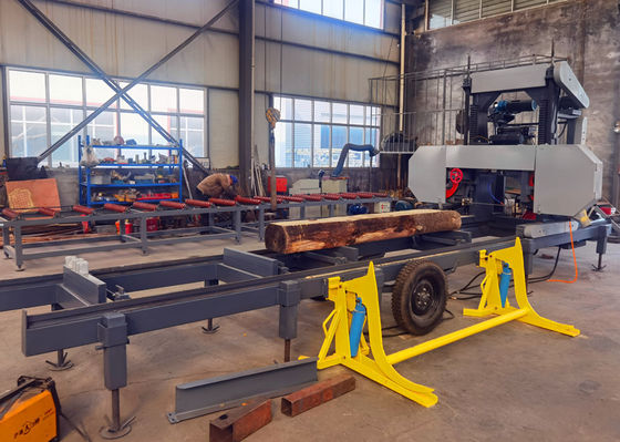 Horizontal Timber Bandsaw Portable Wood Band Saw Mill, Forest Mobile bandsaw