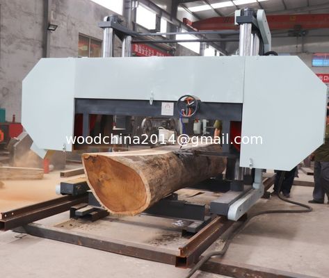 Przemysłowy silnik napędowy Diesel Electric Bandsaw Mill Wood Horizontal Mobile Portable With Trailer