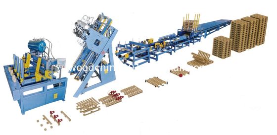 Euro Wood Block Palet Making Machine 4 Stringer w/Stacker Palet Nailer Assembly System