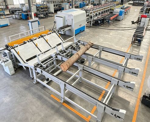Linia produkcyjna wysokowydajnych pił wielopiłowych do kłód | Zakład przetwórstwa drewna o dużej średnicy 250-500 mm | Wydajność 120m3/8h