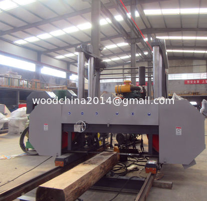 Przemysłowy silnik napędowy Diesel Electric Bandsaw Mill Wood Horizontal Mobile Portable With Trailer
